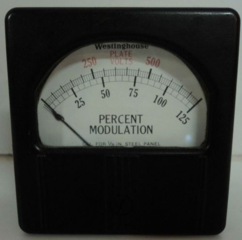 Vintage Westinghouse Percent Modulation 0-125 Plate Volts Panel Meter NY-41552-5