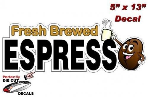 Fresh brewed espresso cartoon coffee bean 5&#039;&#039;x13&#039;&#039; decal for coffee shop for sale