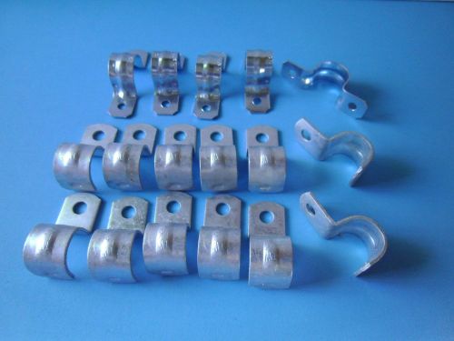 12 one hole, and 5 two hole; 1/2&#034; conduit clamps/straps for sale