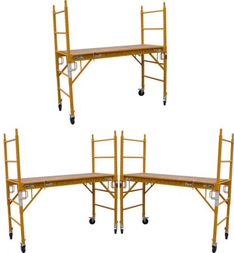 Set of 3 baker mfs scaffold rolling towers 29&#034;w x 6&#039;h deck with double locks cbm for sale