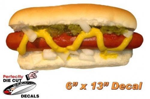 Relish hot dog 6&#039;&#039;x13&#039;&#039; decal sign for hot dog cart or concession stand menu for sale