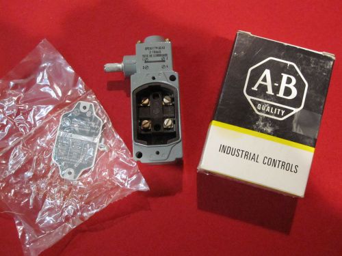 New in box, the 802TA Allen Bradley limit switch with a maximum rating of 600VAC and current rating of 10A is available.