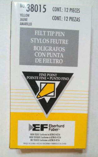 12 Pack of Eberhard Faber No.38015 Yellow Fine Point Felt Tip Pens