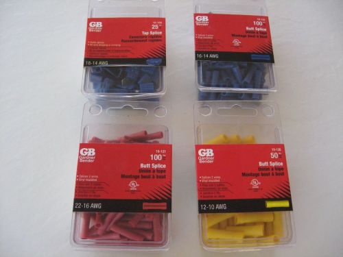 Gb 3 butt splice pks 22-16awg,12-10awg,18-14 awg  and 1 tap splice pk. 16-14awg for sale