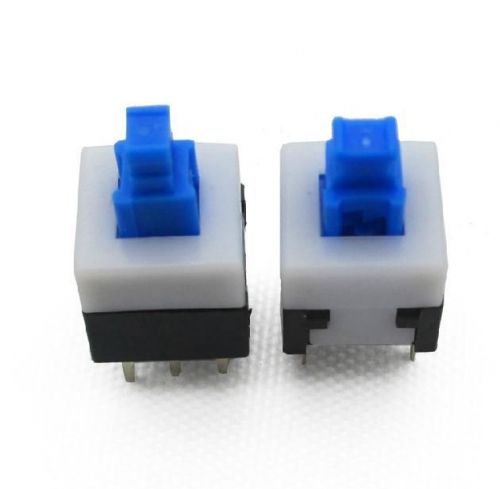 New 100PCS 8X8mm Square Blue Button Switch Control with Self-locking Cap