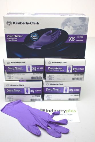 X5 boxs/100 kimberly clark kc500 purple nitrile powder/latex free exam gloves xs for sale