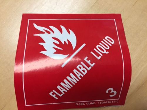 Uline Flammable Liquid Shipping Labels, 4x4 Partial Roll