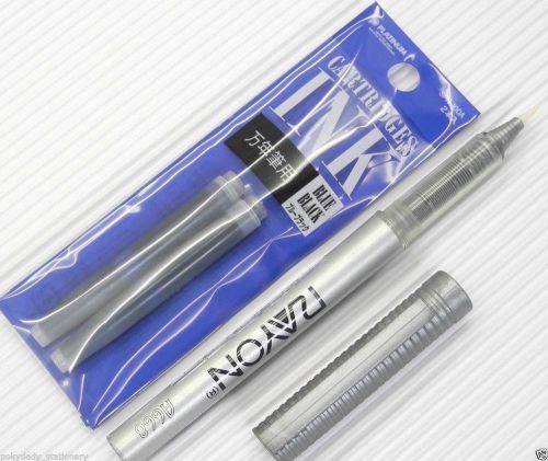6X Platinum Blue+ Calligraphy Brush Pen Set with Rayon Cartridges