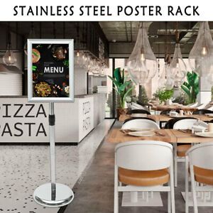 Snap Telescopic Stainless Shop Frame Poster Menu Holder A4 Display Stand Rack