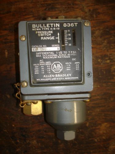 Nos allen bradley bulletin 836t nema type 4-5-12 pressure switch range for sale
