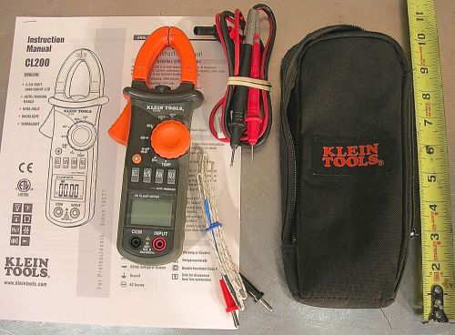 AC Clamp Meter with Leads, Temperature Probe and Soft Case - Klein Tools Model CL200