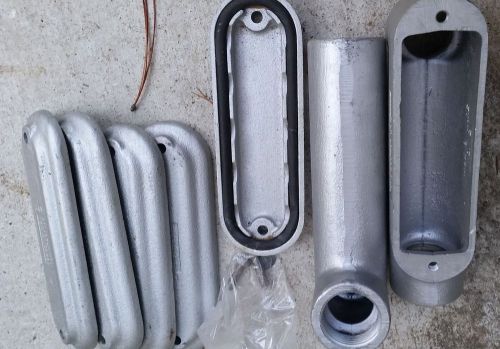 Rigid conduit llb fitting long back opening conduit fitting lot of 3 +5 covers for sale