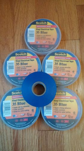 (lot of 5 rolls) 3m scotch 35 blue vinyl electrical tape 3/4&#034; x 66&#039; for sale