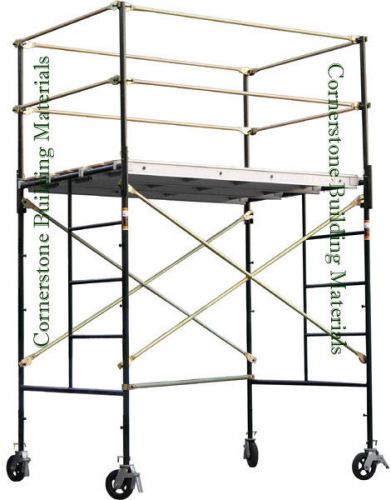 Heavy duty scaffold rolling tower 5&#039; x 7&#039; x 7&#039;4&#034; standng deck high with railing for sale