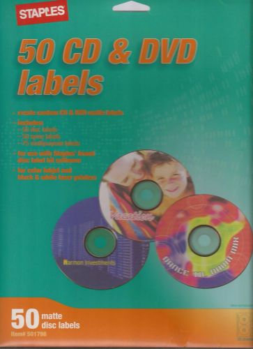 New item #501798: 50 Matte Disc Labels from Staples for CDs/DVDs.