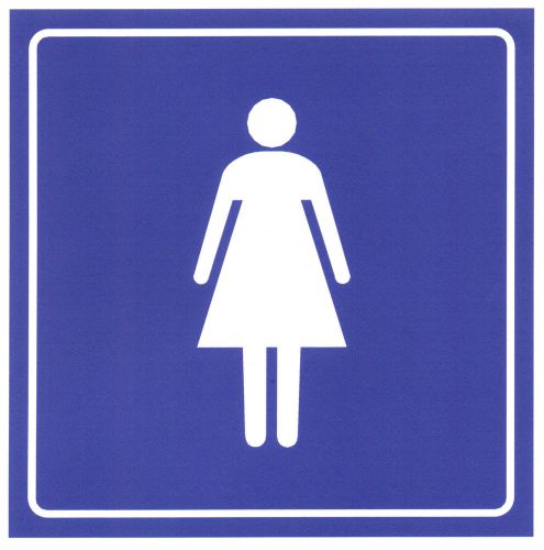 Women&#039;s Restroom Symbol Magnet 6&#034; by 6&#034; Blue Bathroom Sign