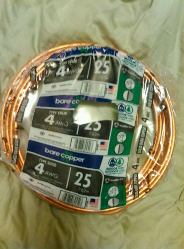 Ground wire: Solid bare copper wire (#4 AWG) - 25-foot length.