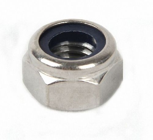 12 pieces of M6 x 1 stainless steel hex nut with nylon locking mechanism and right-hand threading.
