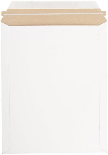Pack of 100 Pratt Self-Seal Stay Flat Mailers in White, 9.75 inches x 12.25 inches.