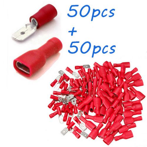 100pcs/50pairs fully female&amp;male insulated spade terminals electrical crimp conn for sale