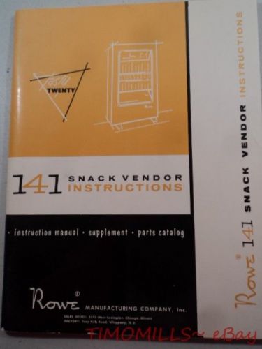 Original Vintage Instruction Manual for Rowe Manufacturing Snack Vendor, Model 141, from c.1960.