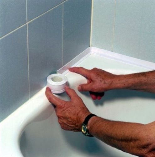 Set of 2 Waterproof Adhesive Caulk Tape for White Tub, Counter, and Sink by Hampton Direct