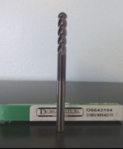 Surplus DSR Carbide BN End Mill with 4 Flutes, 3/16-inch Diameter, 3/4-inch Length of Cut, 2.50-inch Overall Length, and Product Code D6643184.