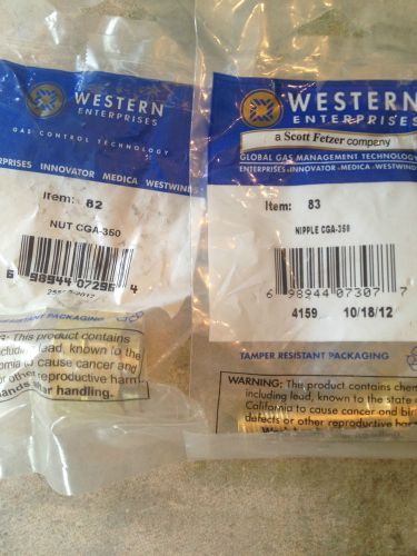 Item# 85-western nut 82 and nipple 83, cga 350 hydrogen/natural gas regulators for sale
