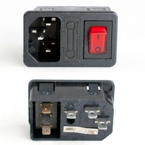 Switch Fuse Red Lighted Rocker Universal AC Power Socket
