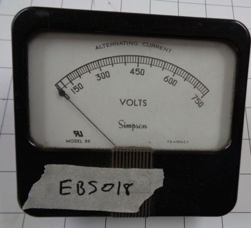 Electric Meter AC Volts 150-750 Simpson 59 Model