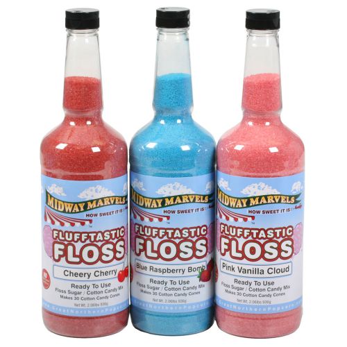 Flufftastic 3 pack premium cotton candy sugar floss by great northern, quart for sale