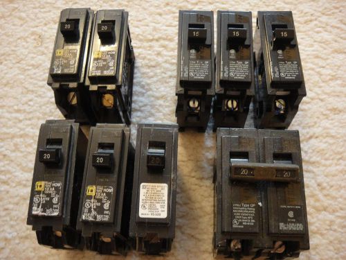 9 circuit breaker hom 20a 15a 120/240v 1 pole 2 pole square d siemens new &amp; used for sale