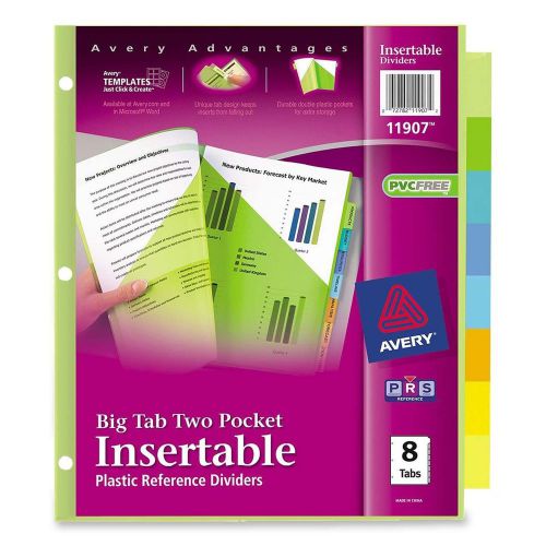 Avery  big tab two-pocket insertable plastic dividers 8-tabs 1 set  (11907) for sale