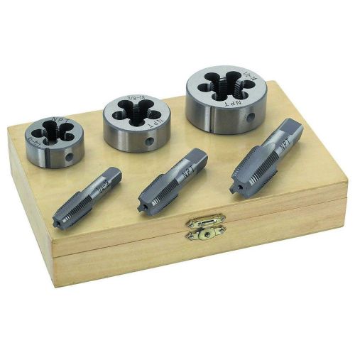 SAE Pipe Tap and Die Set - 6 Pieces with Free Case, Life Warranty and U.S. Shipping