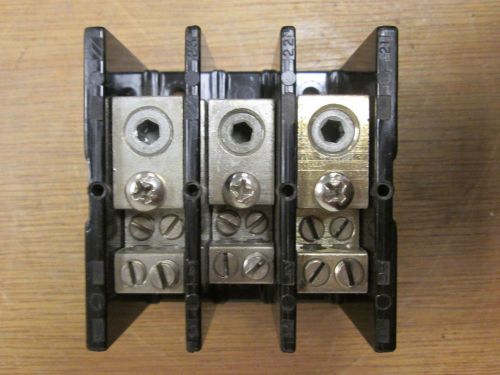 Used 3-Phase Square D Power Distribution Block for Line 2/0-#14 Load #4-#14, with product number LBA-362104.