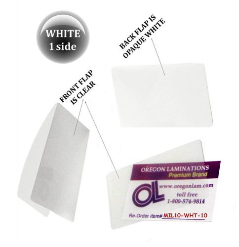 Qty 1000 white/clear military card laminating pouches 2-5/8 x 3-7/8 lam-it-all for sale