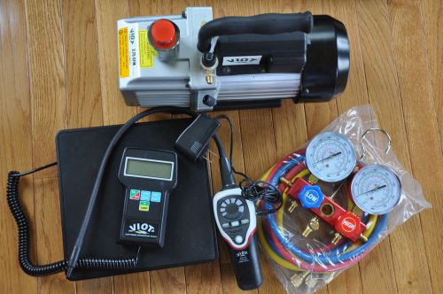 Hvac professional tool kit:vacuum pump+freon leak detector+scale+manifold gauge for sale