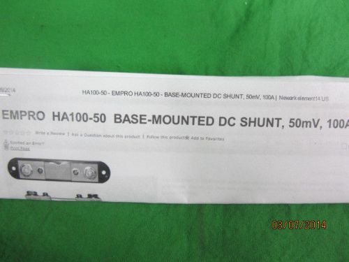 Empro Shunt Type HA 100-50, 100A, 50mV - Brand New Unused