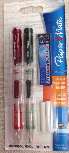 Paper Mate Precision Writing Mechanical Pencils, 0.5mm, #2, Red & Dark Green
