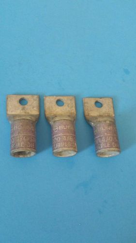 Burndy copper compression lugs 4/0 awg 1 hole 1/4&#034; stud part# ya28l2,bag of 3 for sale