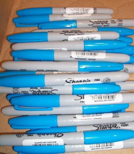 Bulk Buy of 24 Brand New Turquoise Fine Point Sharpie Permanent Markers