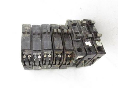 Lot of 8 square d type qot electrical circuit breakers 15 &amp; 20 amp for sale