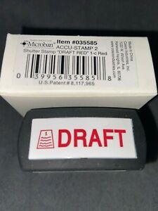 Accustamp2 Shutter Stamp with Microban, Red, DRAFT, 1 5/8 x 1/2