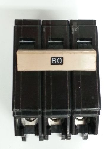 Used cutler hammer ch380 3 pole 80 amp 120/240 volt  circuit breaker for sale