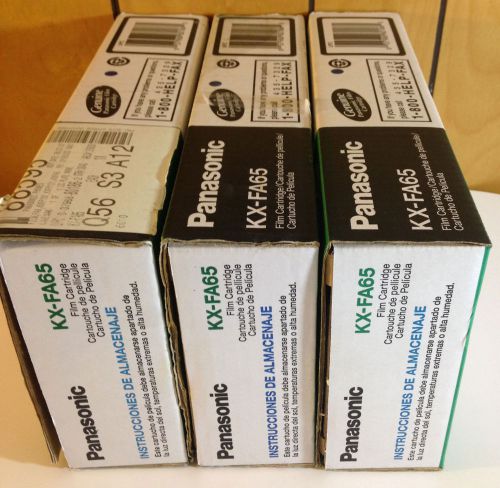 A set of three Panasonic KX-FA65 Fax Film Cartridges,