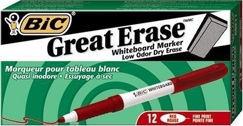 Bic Fine Red Ink Great Erase Whiteboard Marker (Model: GDE11RD)