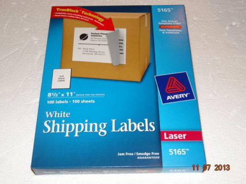 Avery 5165 white easy peel laser shipping labels; 8-1/2&#034;x11&#034;, 100/box for sale