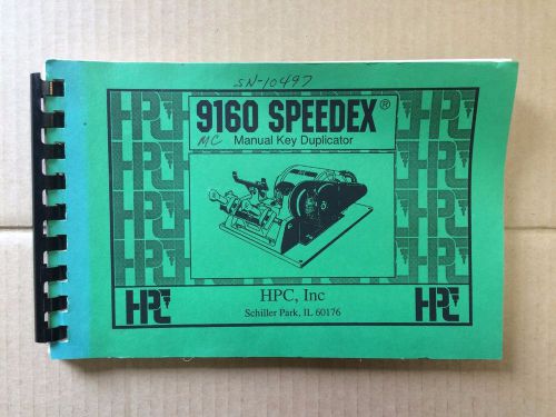 Booklet for the HPC 9160 Speedex Manual Key Duplicator