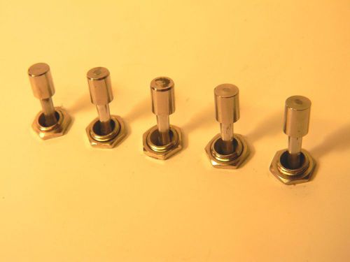 Set of 5 Miniature Toggle Switches for Aircraft Avionics, J-B-T USA, with 3 Single Pole Double Throw (SPDT) switches and 2 Double Pole Double Throw (DPDT) switches.