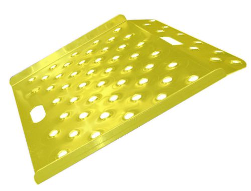 Yellow safety curb ramp 27&#034; x 27&#034; traction holes cut into deck hand truck 750# c for sale